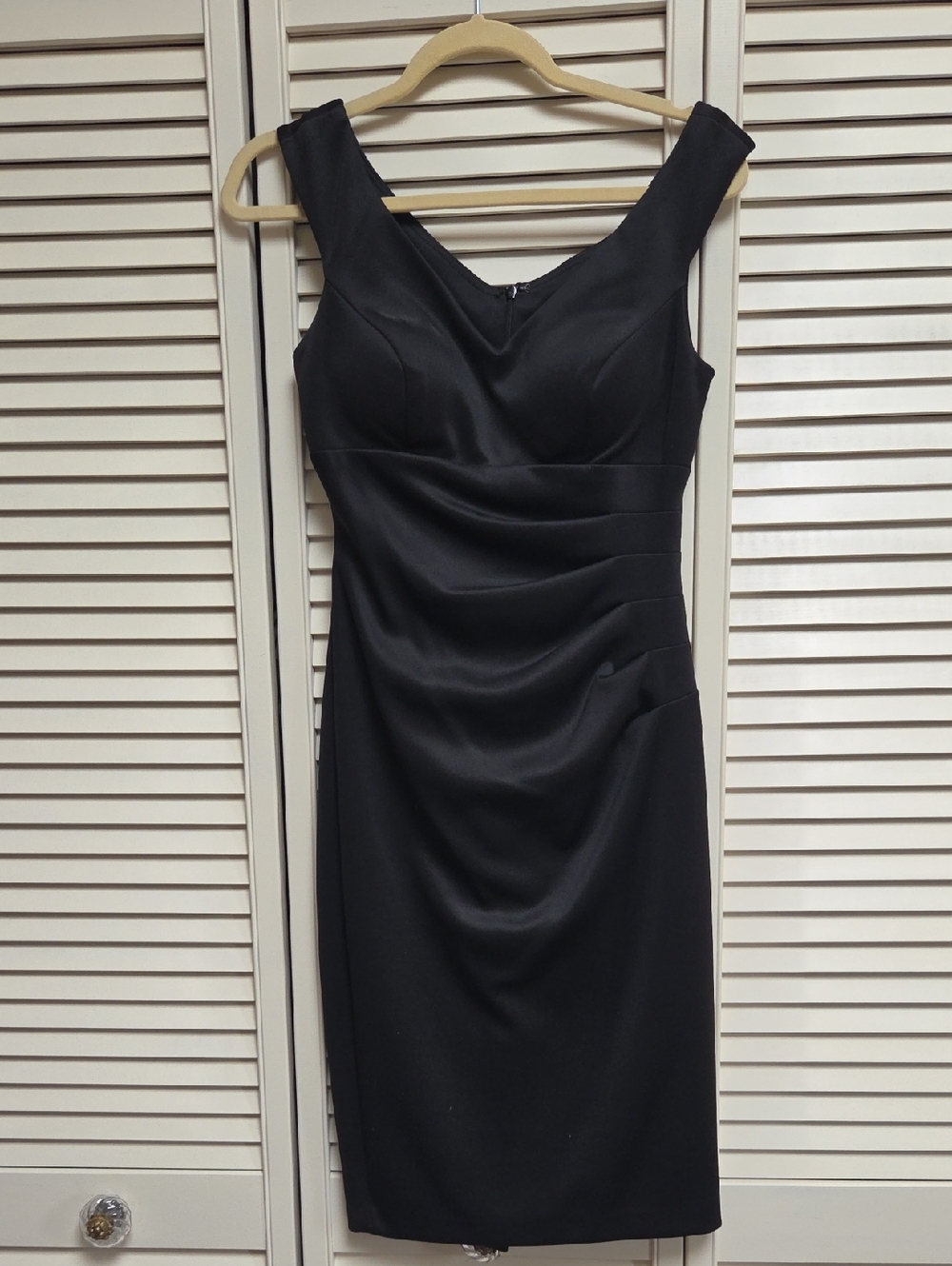 Xscape Black Sleeveless Midi Sheath Dress